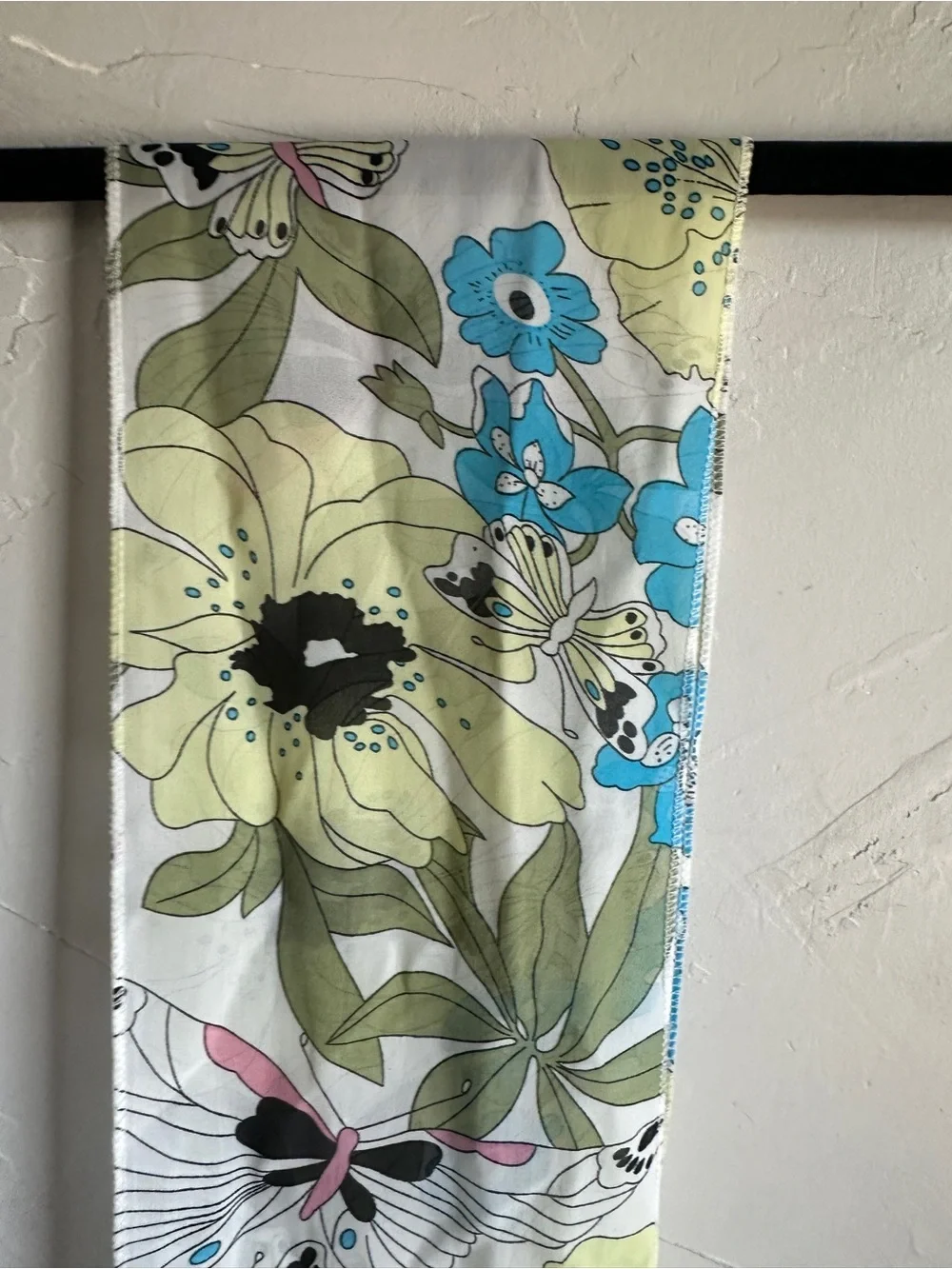 Floral Butterfly Oblong Scarf Cottagecore Botanical Garden Spring Retro Sheer